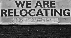 "We're relocating" sign
